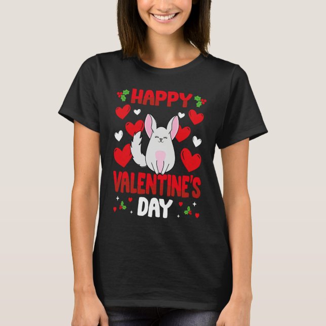 Happy Valentines Day Chinchilla Heart Love Animal T-Shirt (Front)