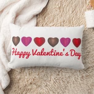 Happy Valentine's Day Chocolate Candy Hearts Lumbar Cushion