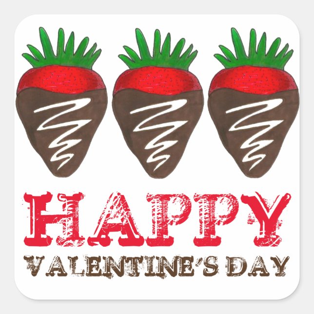 Happy Valentine's Day Chocolate Strawberry Sticker (Front)