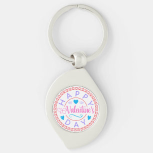 Happy Valentine's Day Circle Design-67127 Key Ring