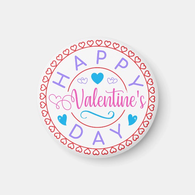 Happy Valentine's Day Circle Design-67127 Magnet (Front)