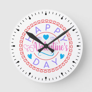 Happy Valentine's Day Circle Design-67127 Round Clock