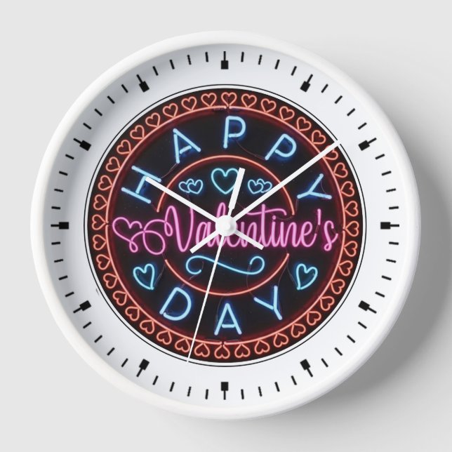Happy Valentine's Day Circle Design-67128 Clock (Front)