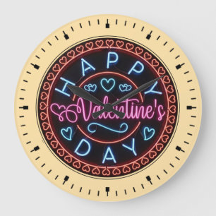Happy Valentine's Day Circle Design-67128 Large Clock