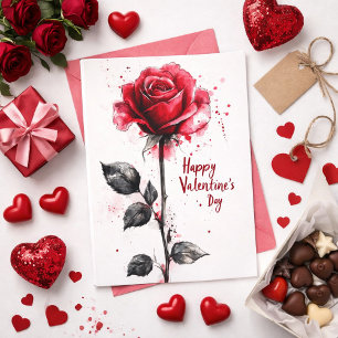 Happy Valentine's Day – Classic Red Rose Card