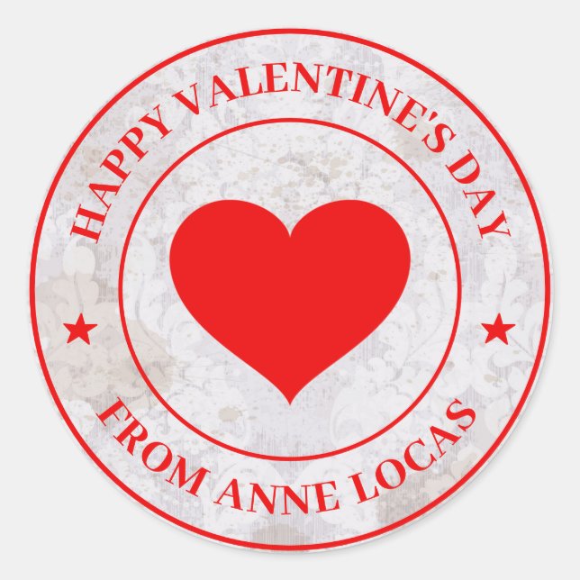 Happy Valentine's Day  Classic Round Sticker (Front)
