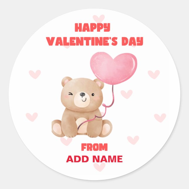 Happy Valentines Day  Classic Round Sticker (Front)
