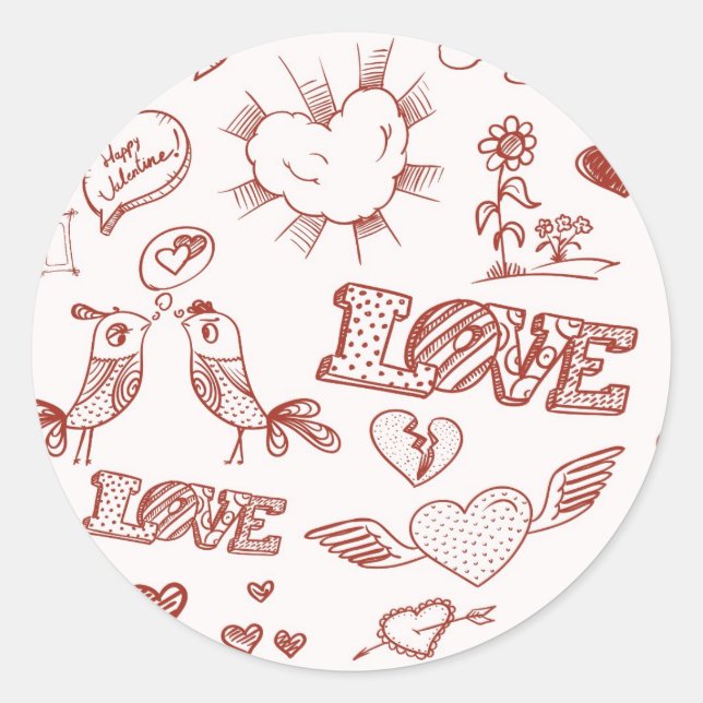Happy Valentine's Day Classic Round Sticker (Front)