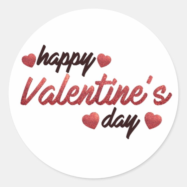 Happy Valentine's Day Classic Round Sticker (Front)