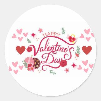 Happy Valentine's Day Classic Round Sticker