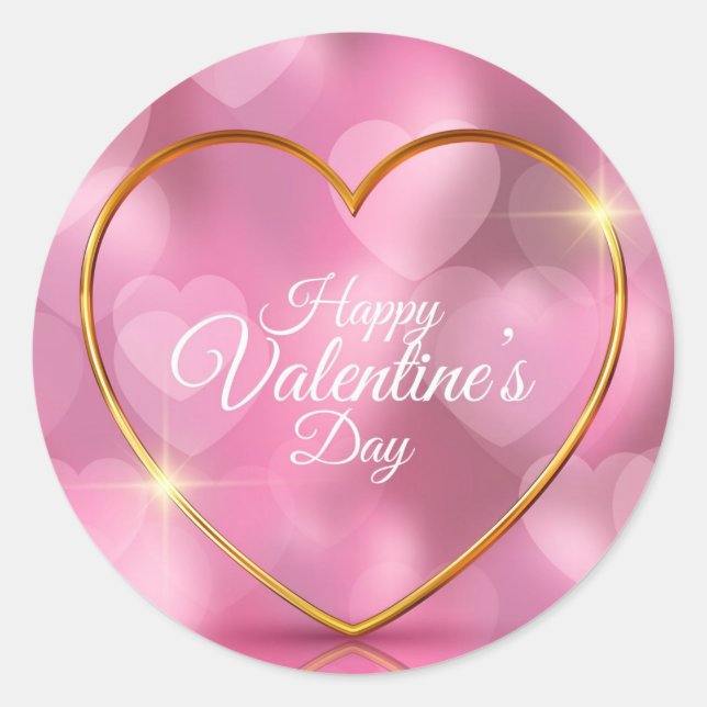 Happy Valentine's Day Classic Round Sticker (Front)