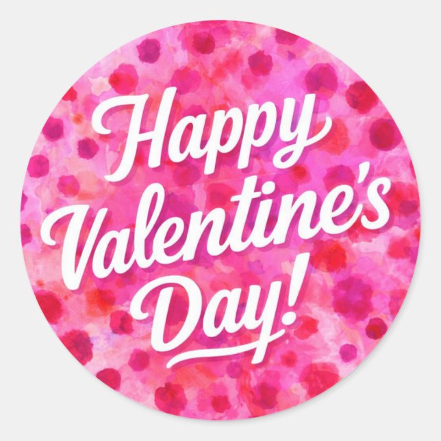 Happy Valentine's Day Classic Round Sticker (Front)