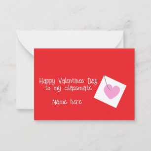 Happy Valentines Day Classmate Cute Whimsical Red  Card