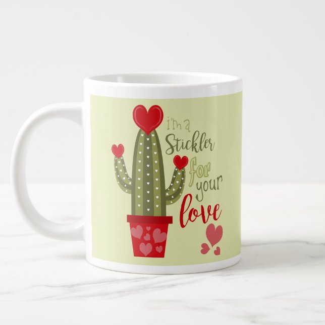 Happy Valentines Day Coffee Mug Cactus Hearts 20oz (Left)