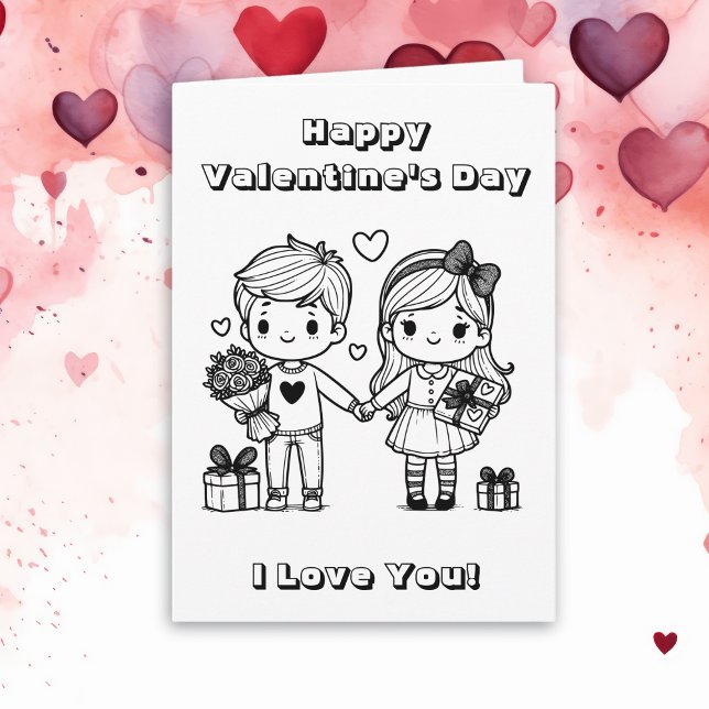 Happy Valentine's Day   | Colour Me Page Card (Creator Uploaded)