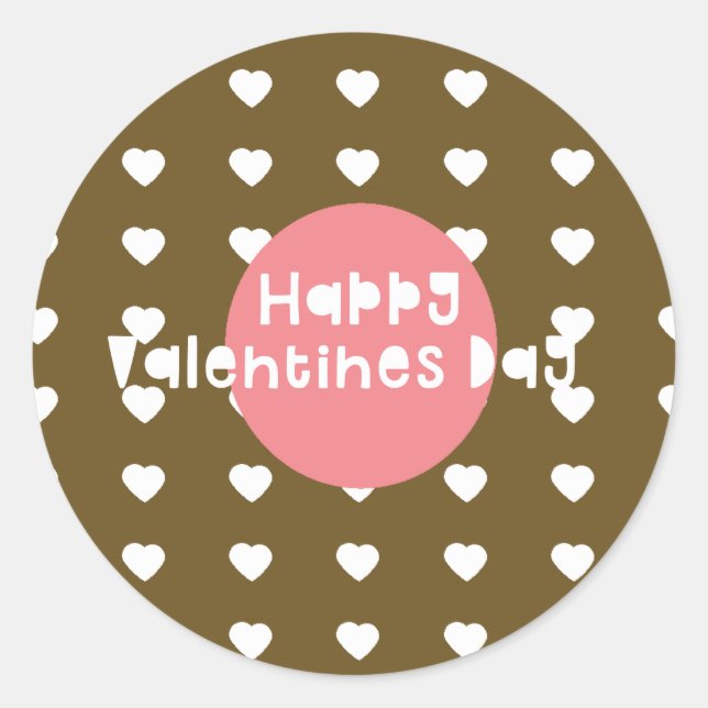 Happy Valentines Day Confetti Heart Doughnut Classic Round Sticker (Front)