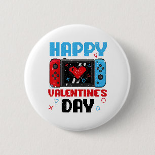 Happy Valentines Day Controller Video Game Heart B 6 Cm Round Badge