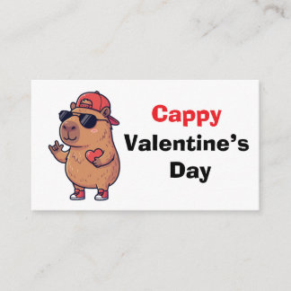 Happy Valentine's Day Cool Capybara Classroom Card