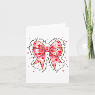 Happy Valentines Day Coquette Bow Heart Girl Women Card