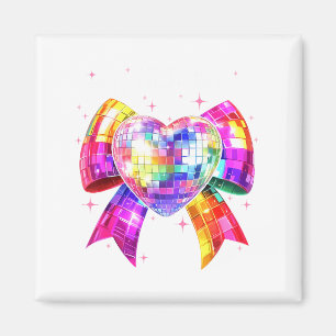 Happy Valentine's Day Coquette Disco Ball Heart Gi Magnet