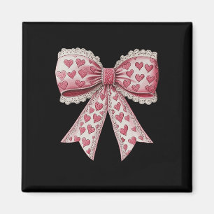 Happy Valentines Day Coquette Lace Bow Heart Girl Magnet