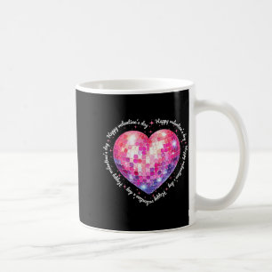 Happy Valentines Day Coquette Pink Disco Ball Hear Coffee Mug