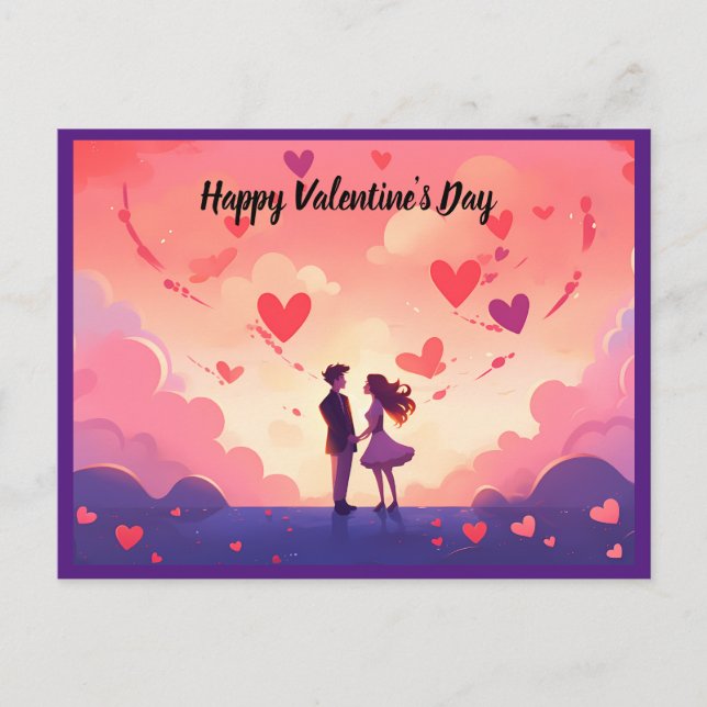Happy Valentine's Day Couple Holiday Postcard (Front)
