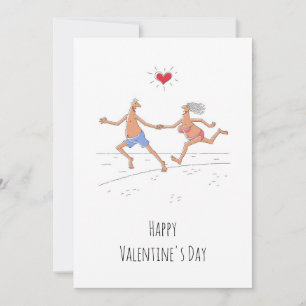 Happy Valentine's Day Couple Lovers Beach Heart Holiday Card