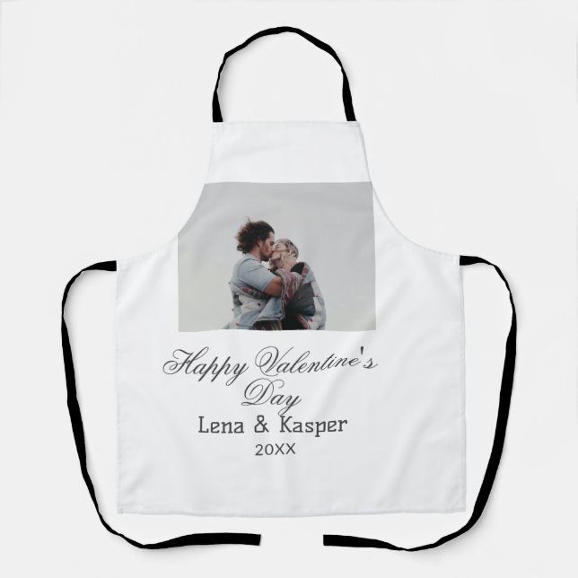 Happy Valentine's day couple photo modern simple t Apron (Front)
