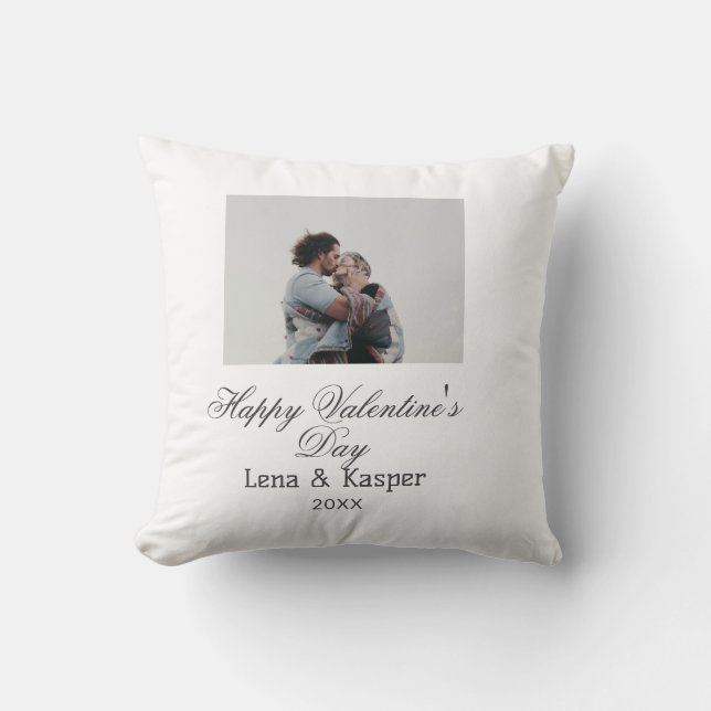 Happy Valentine's day couple photo modern simple t Cushion (Front)