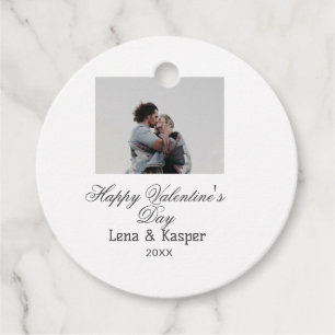 Happy Valentine's day couple photo modern simple t Favour Tags