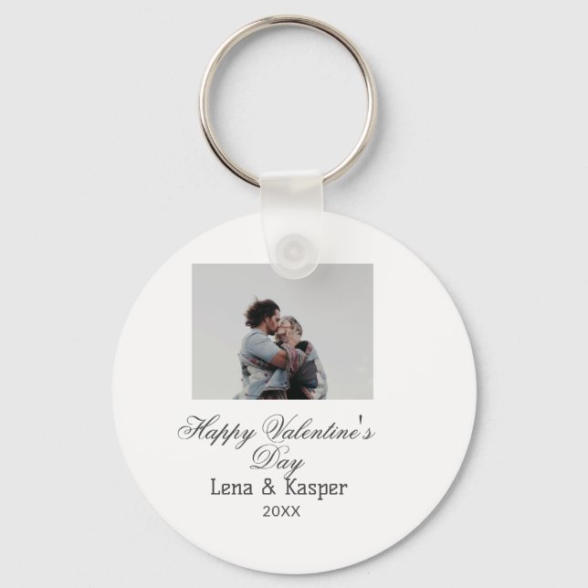Happy Valentine's day couple photo modern simple t Key Ring (Front)