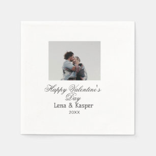 Happy Valentine's day couple photo modern simple t Napkin