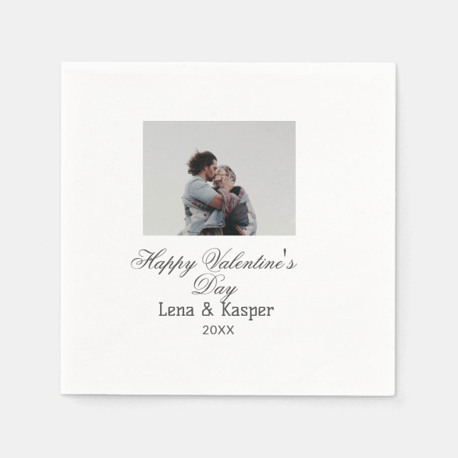 Happy Valentine's day couple photo modern simple t Napkin (Front)