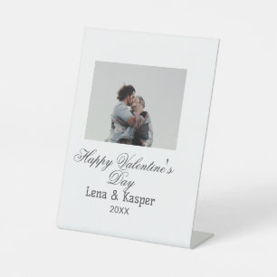Happy Valentine's day couple photo modern simple t Pedestal Sign