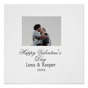 Happy Valentine's day couple photo modern simple t Poster