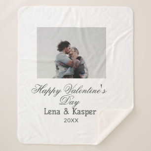Happy Valentine's day couple photo modern simple t Sherpa Blanket