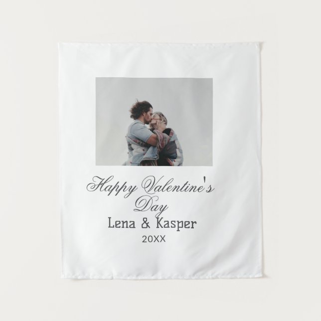 Happy Valentine's day couple photo modern simple t Tapestry (Front)