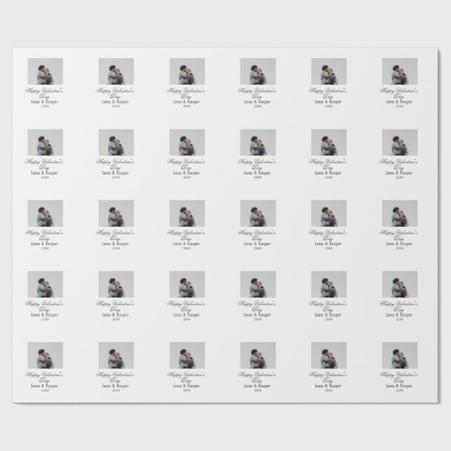Happy Valentine's day couple photo modern simple t Wrapping Paper (Flat)