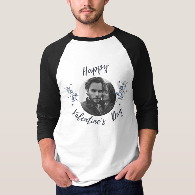 Happy Valentines Day|Couple pic|Flowers T-Shirt (Front)