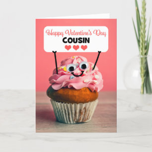 Happy Valentines Day Cousin Cute Cupcake Holiday Card