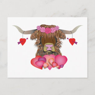 Happy Valentines Day Cow Postcard