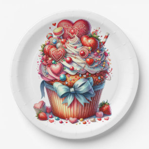Happy Valentines Day Cupcake Paper Plate