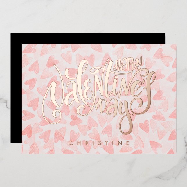 Happy Valentine's Day, Custom Name Foil Card (Front/Back)