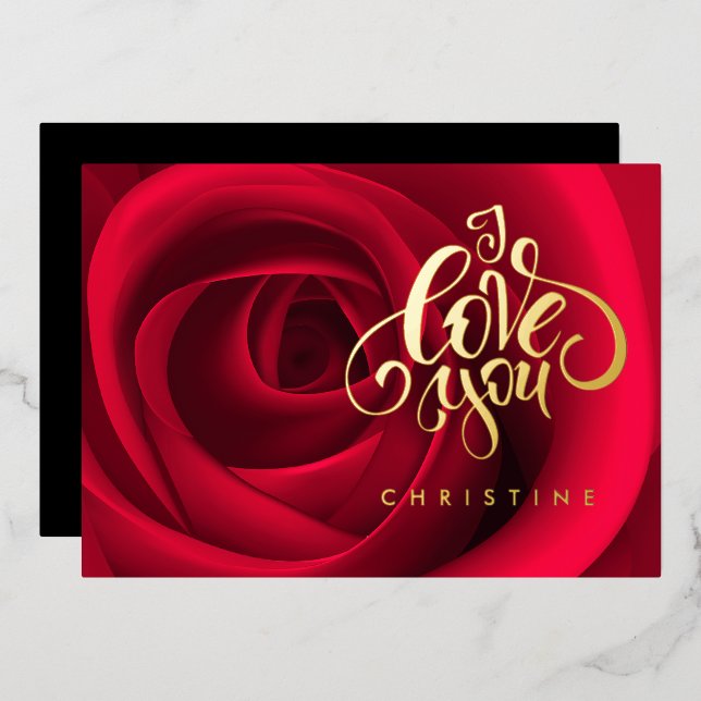 Happy Valentine's Day, Custom Name Foil Card (Front/Back)
