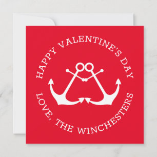 Happy Valentine's Day custom nautical anchors card