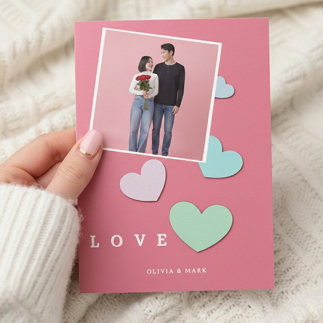 Happy Valentines Day Custom Photo Collage Love Holiday Card (Creator Uploaded)