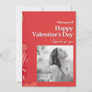 Happy valentine's day Custom Photo Red Hearts Holiday Card