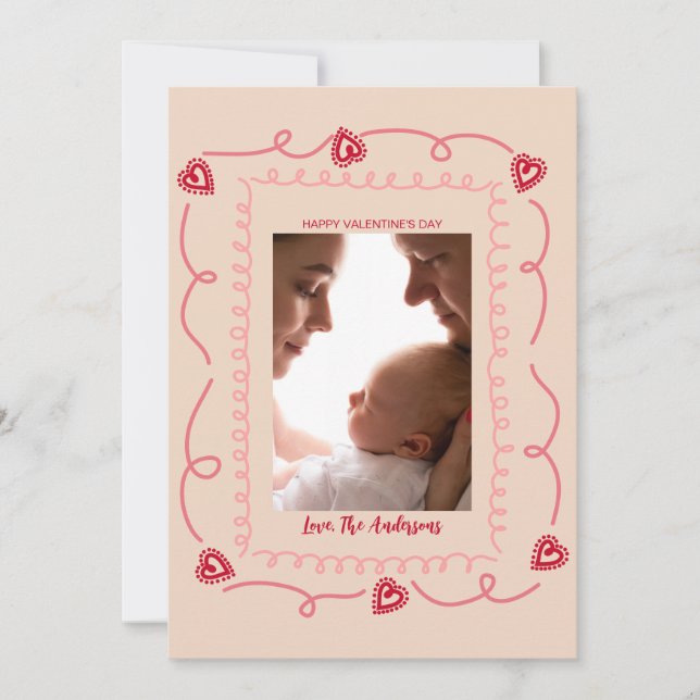 Happy Valentine's Day Custom Photograph Whimsical Holiday Card (Front)