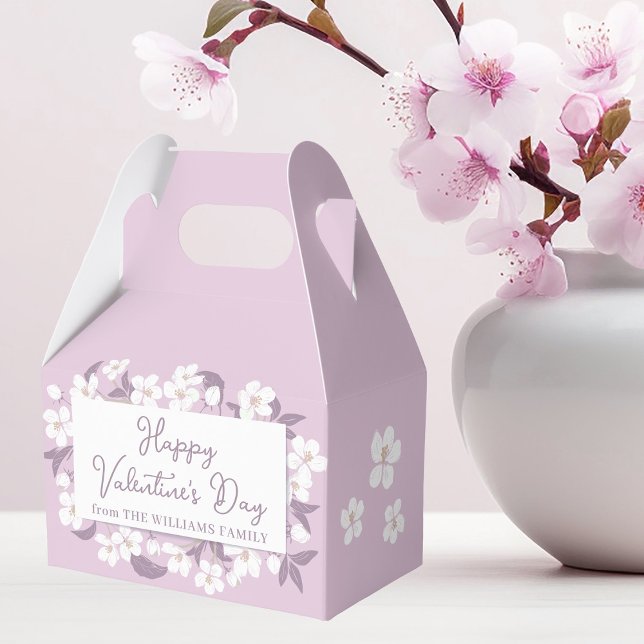 Happy Valentine's Day Custom Pink Floral Party Favour Box (Creator Uploaded)
